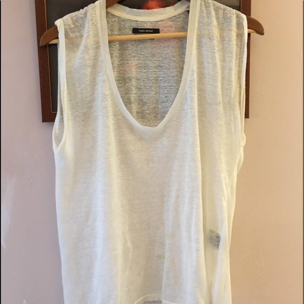 Linen semi sheer summer top